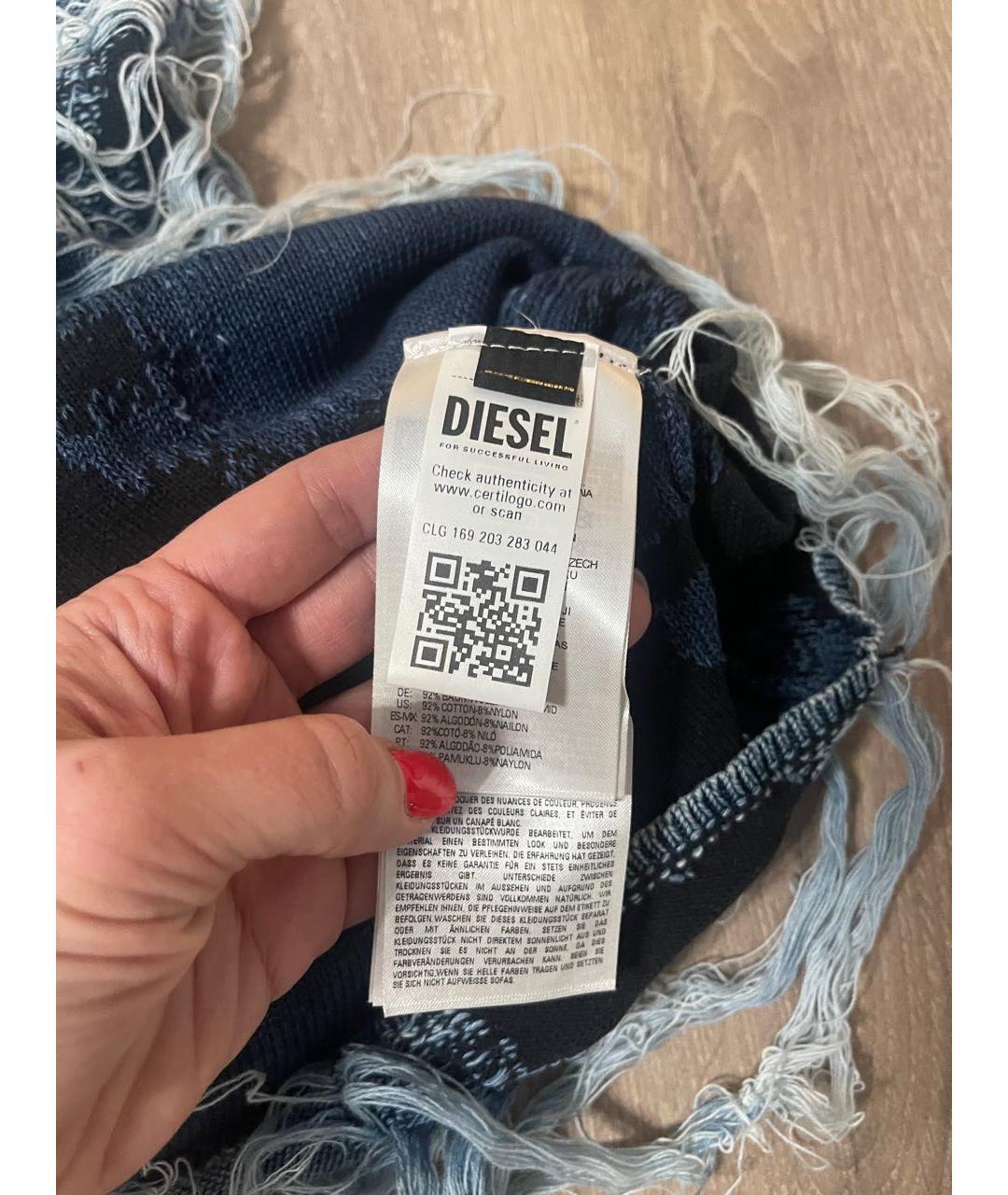 DIESEL Синее хлопко-эластановое повседневное платье, фото 4