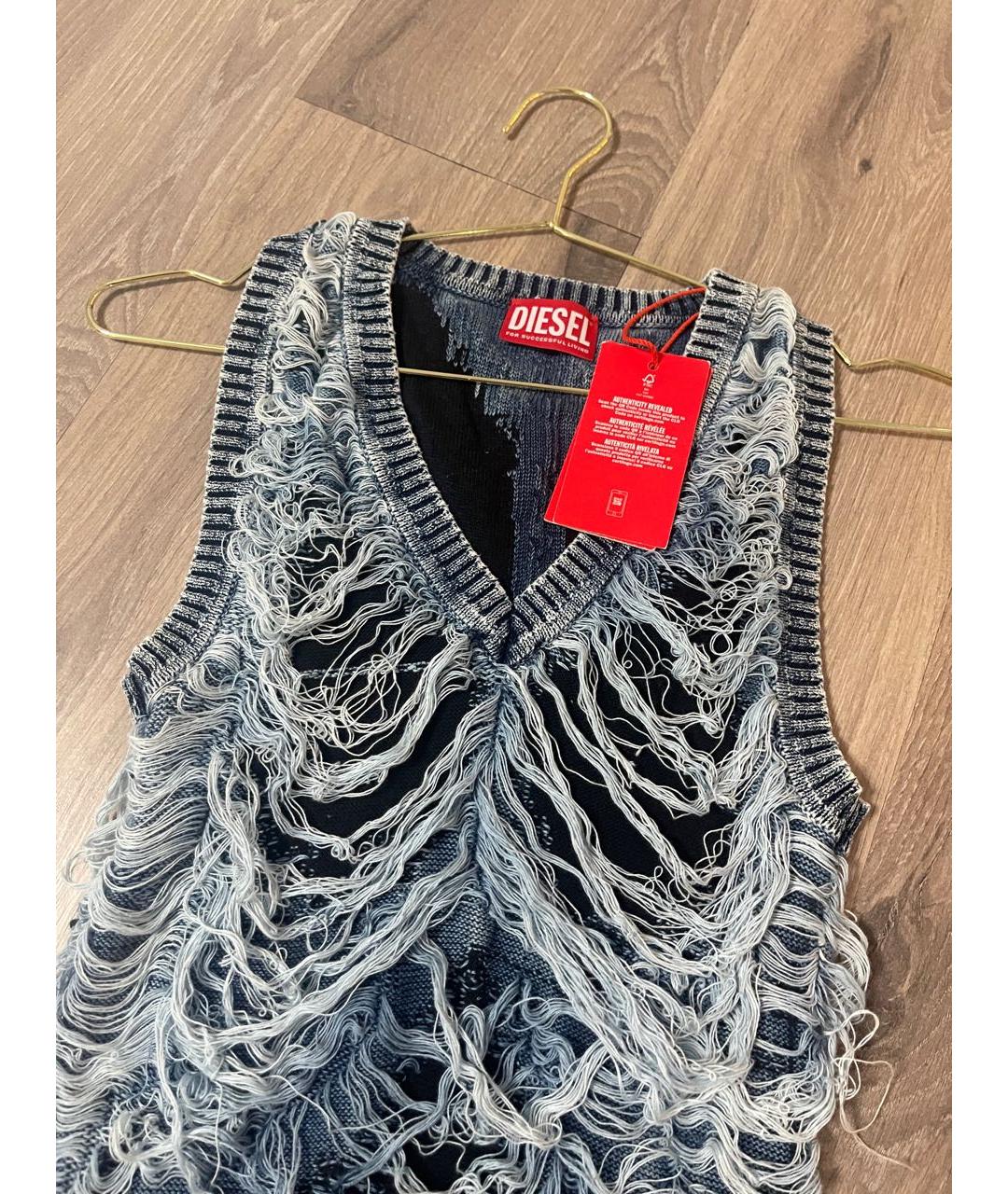 DIESEL Синее хлопко-эластановое повседневное платье, фото 3