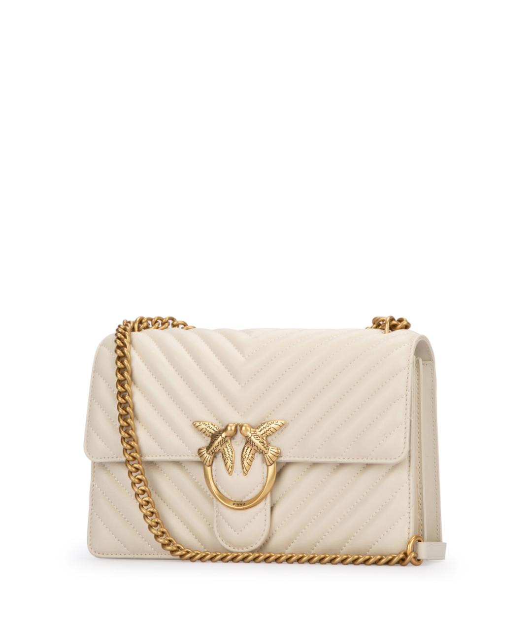 PINKO Бежевая кожаная сумка через плечо, фото 2