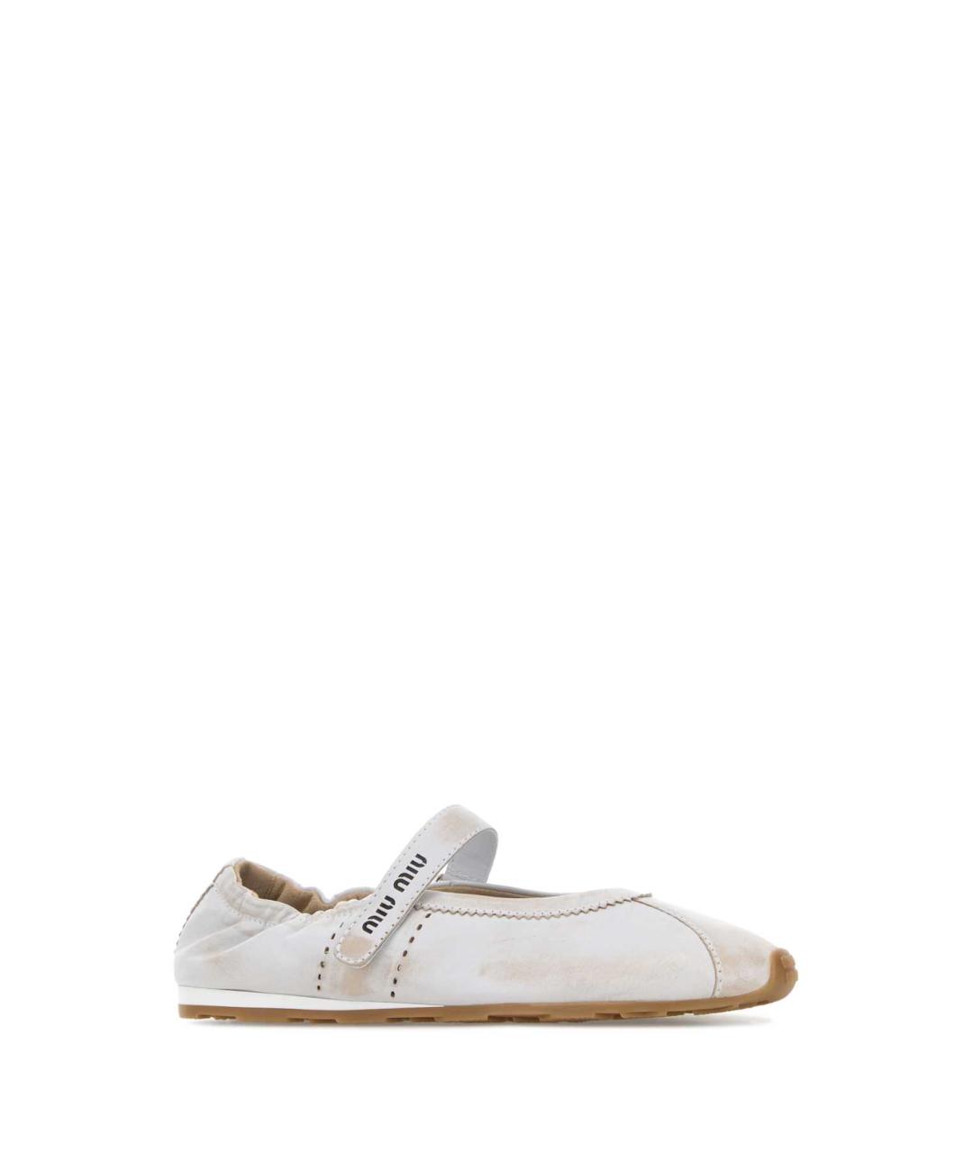 MIU MIU Белые кожаные балетки, фото 2