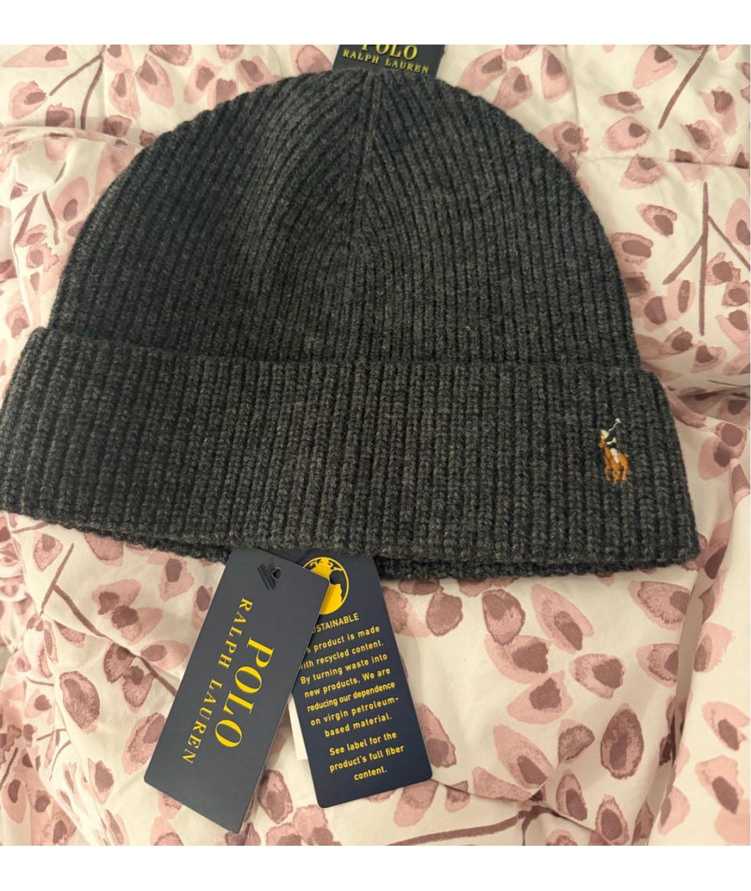 POLO RALPH LAUREN Серая шерстяная шапка, фото 3