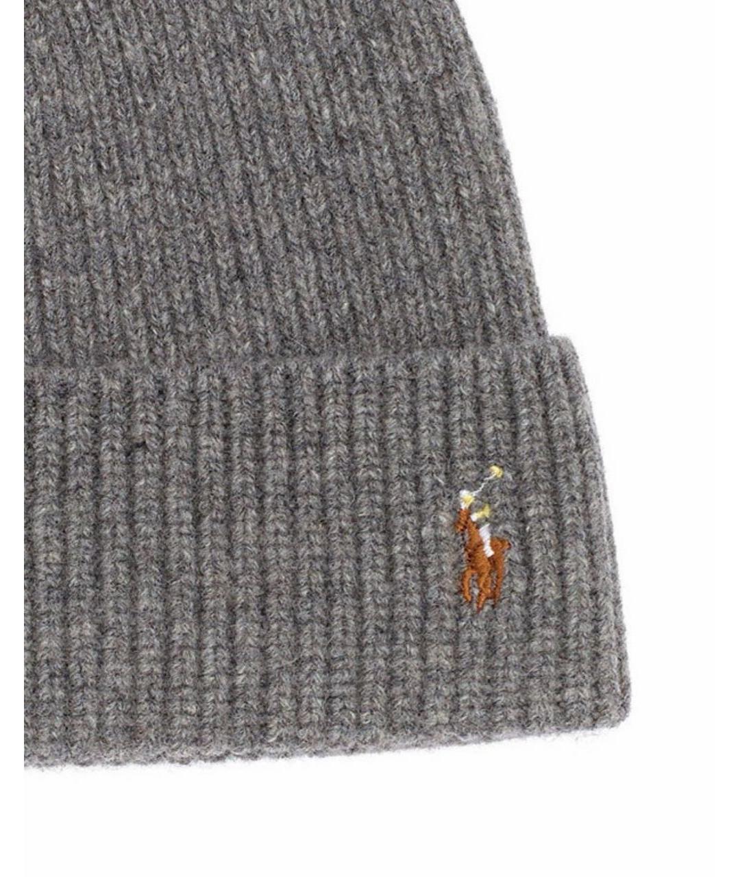 POLO RALPH LAUREN Серая шерстяная шапка, фото 2