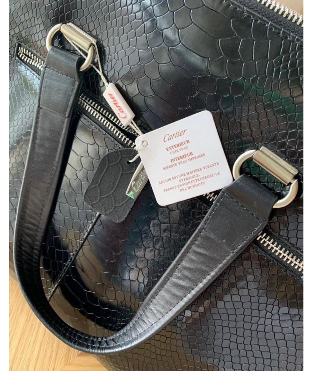 CARTIER Черная сумка тоут из лакированной кожи, фото 2