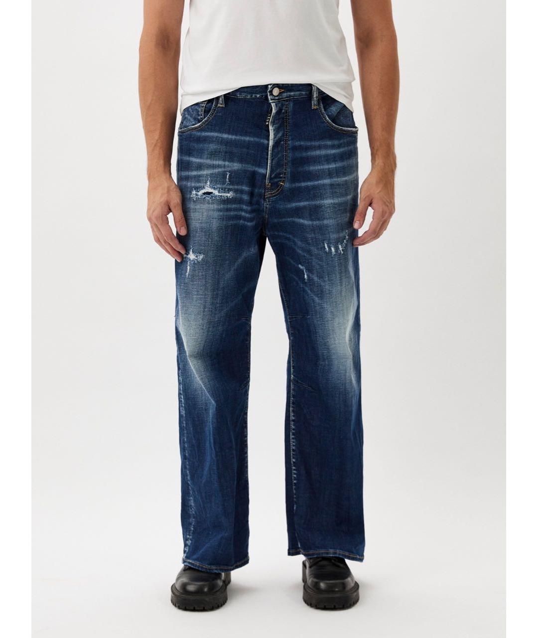 DSQUARED2 Синие хлопко-эластановые прямые джинсы, фото 8