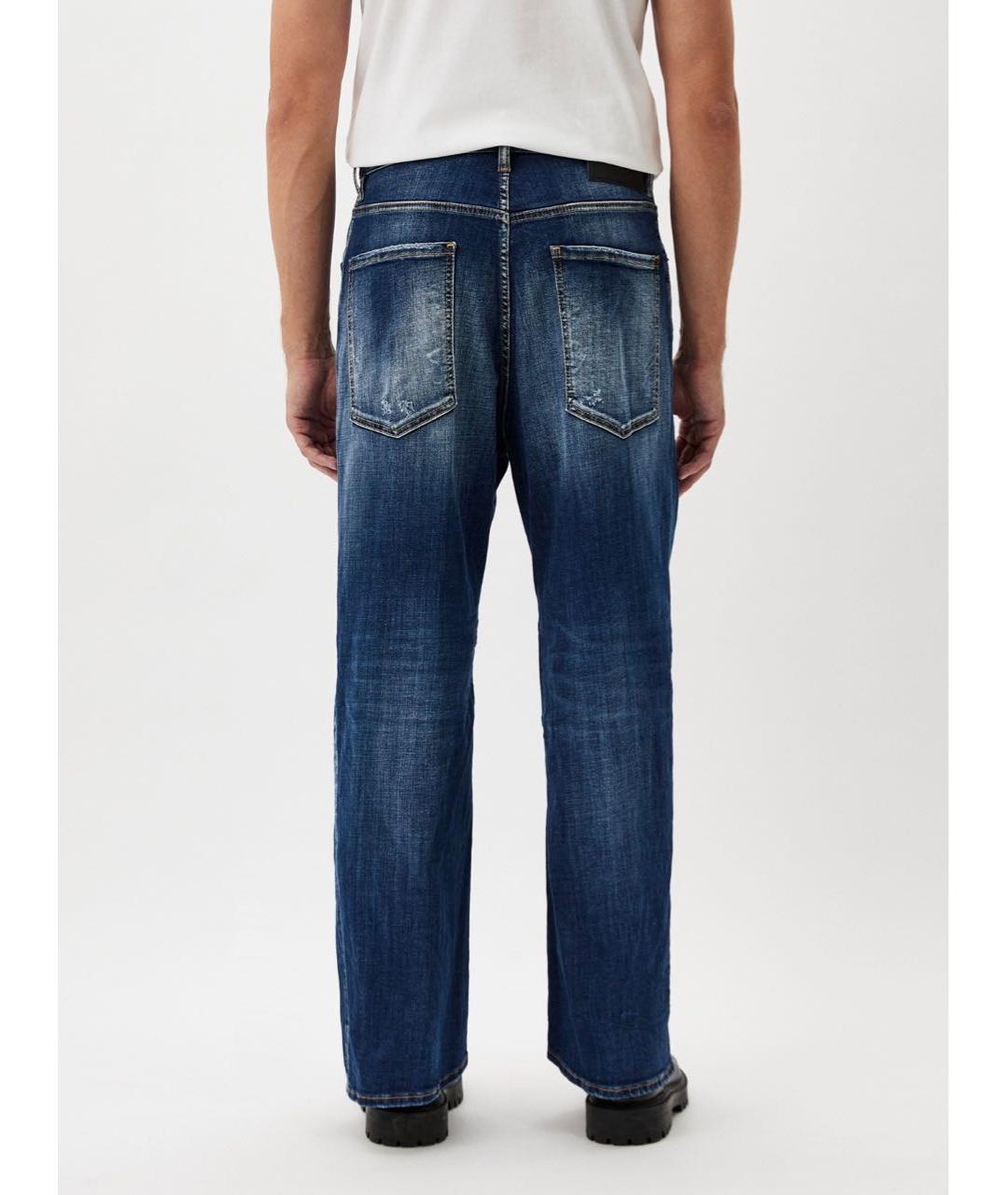 DSQUARED2 Синие хлопко-эластановые прямые джинсы, фото 7