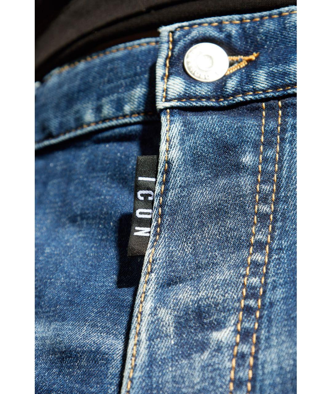 DSQUARED2 Синие хлопко-эластановые прямые джинсы, фото 4