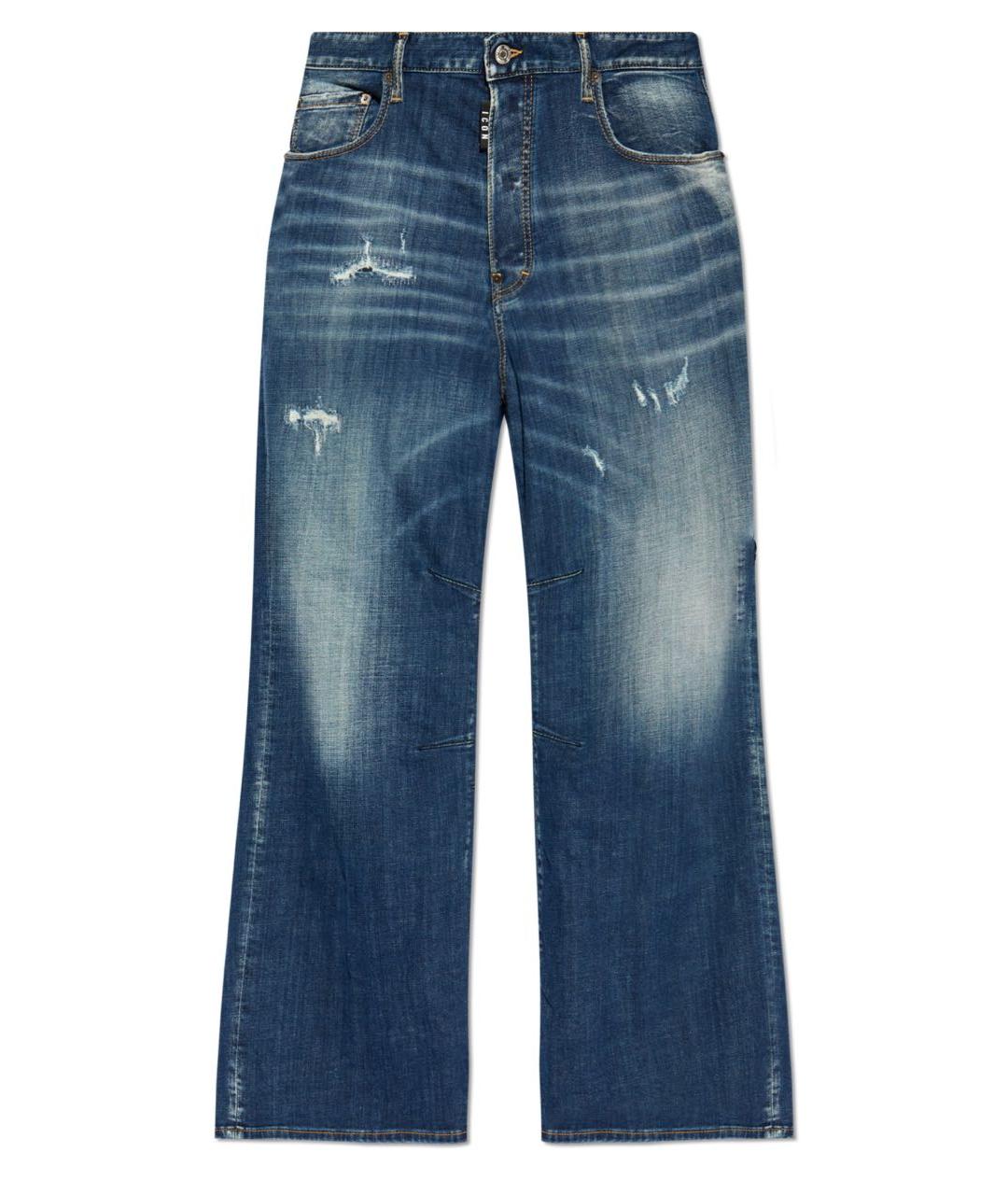 DSQUARED2 Синие хлопко-эластановые прямые джинсы, фото 1