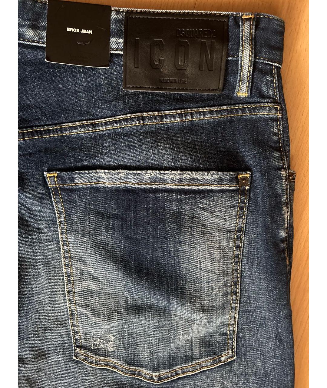 DSQUARED2 Синие хлопко-эластановые прямые джинсы, фото 5