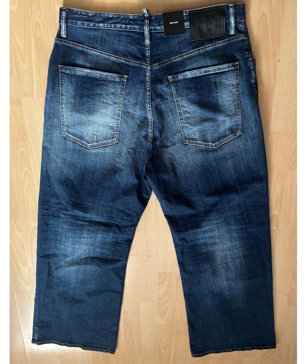 DSQUARED2 Синие хлопко-эластановые прямые джинсы, фото 2