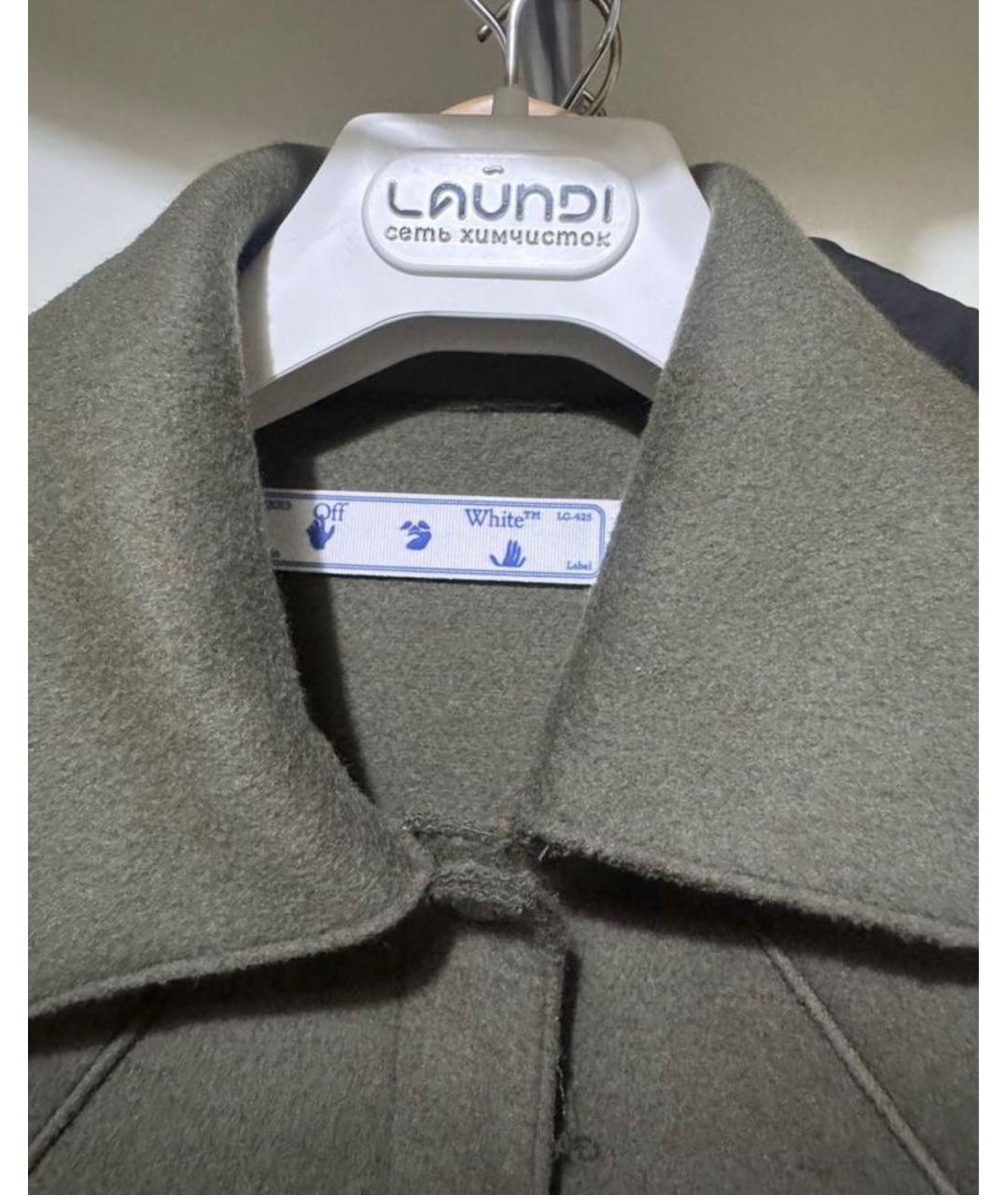 OFF-WHITE Хаки шерстяная рубашка, фото 4