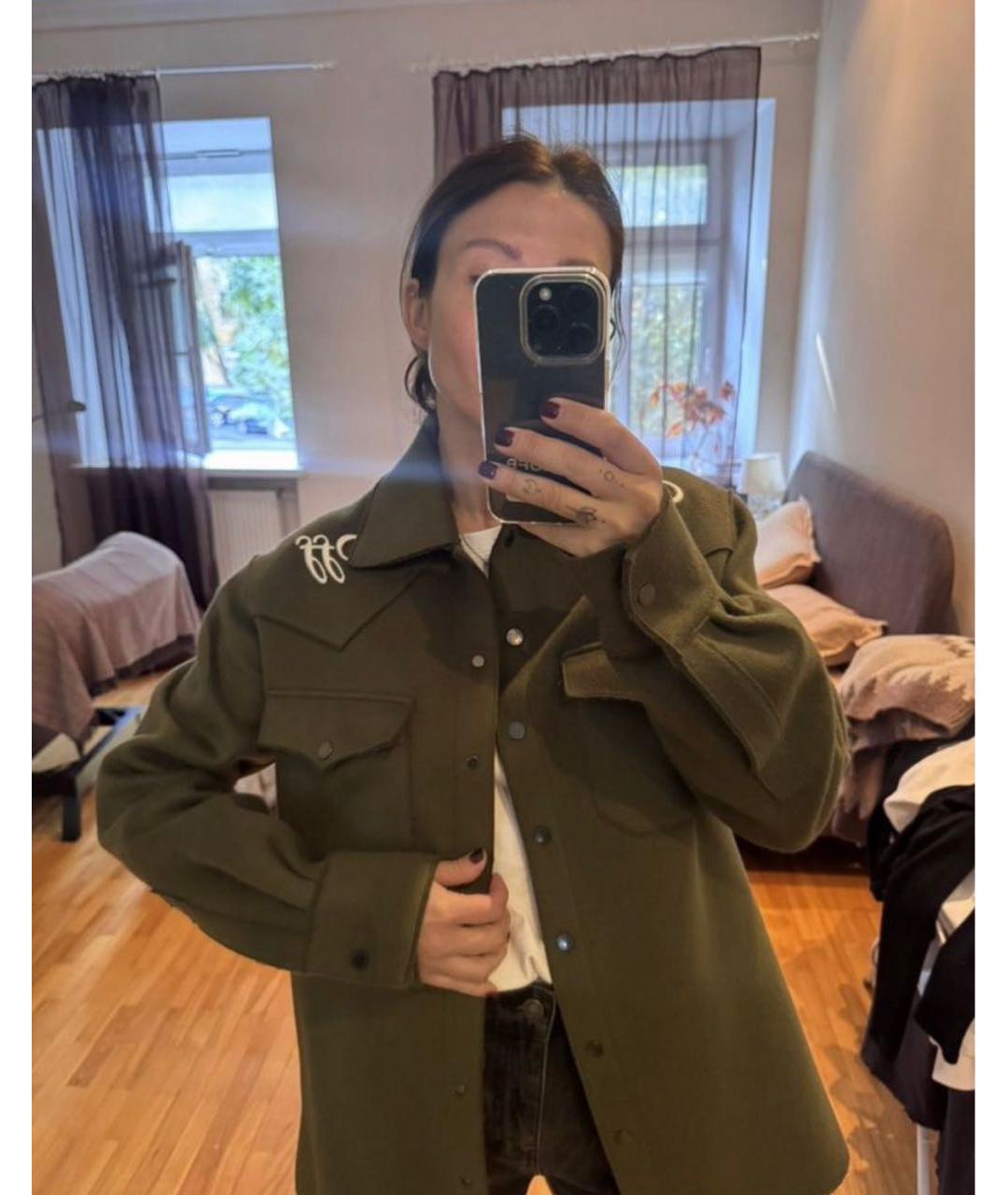 OFF-WHITE Хаки шерстяная рубашка, фото 6