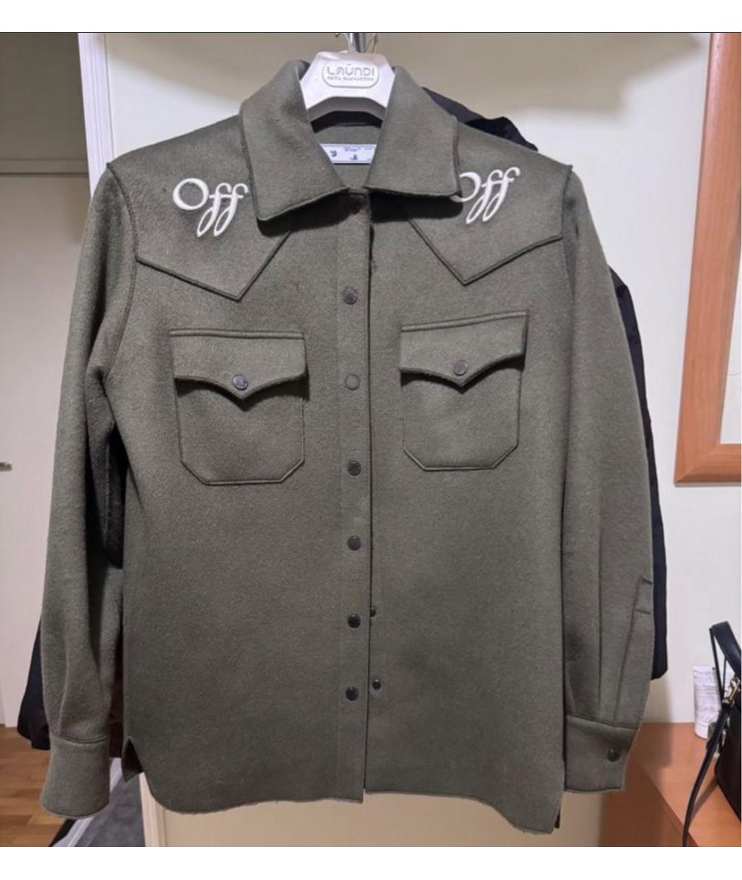 OFF-WHITE Хаки шерстяная рубашка, фото 2