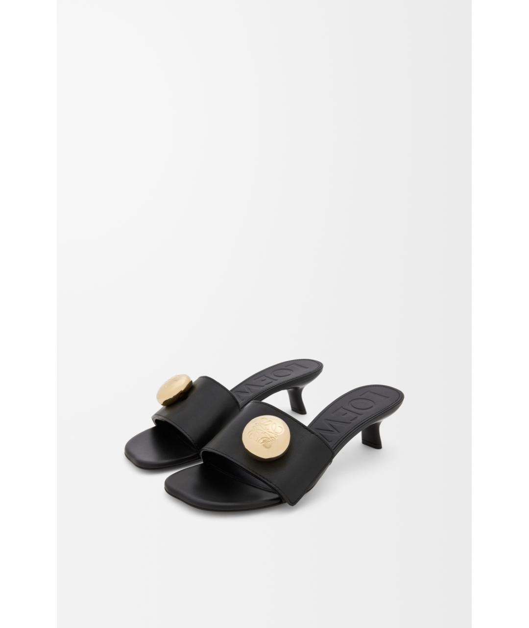 LOEWE Черные кожаные мюли, фото 3