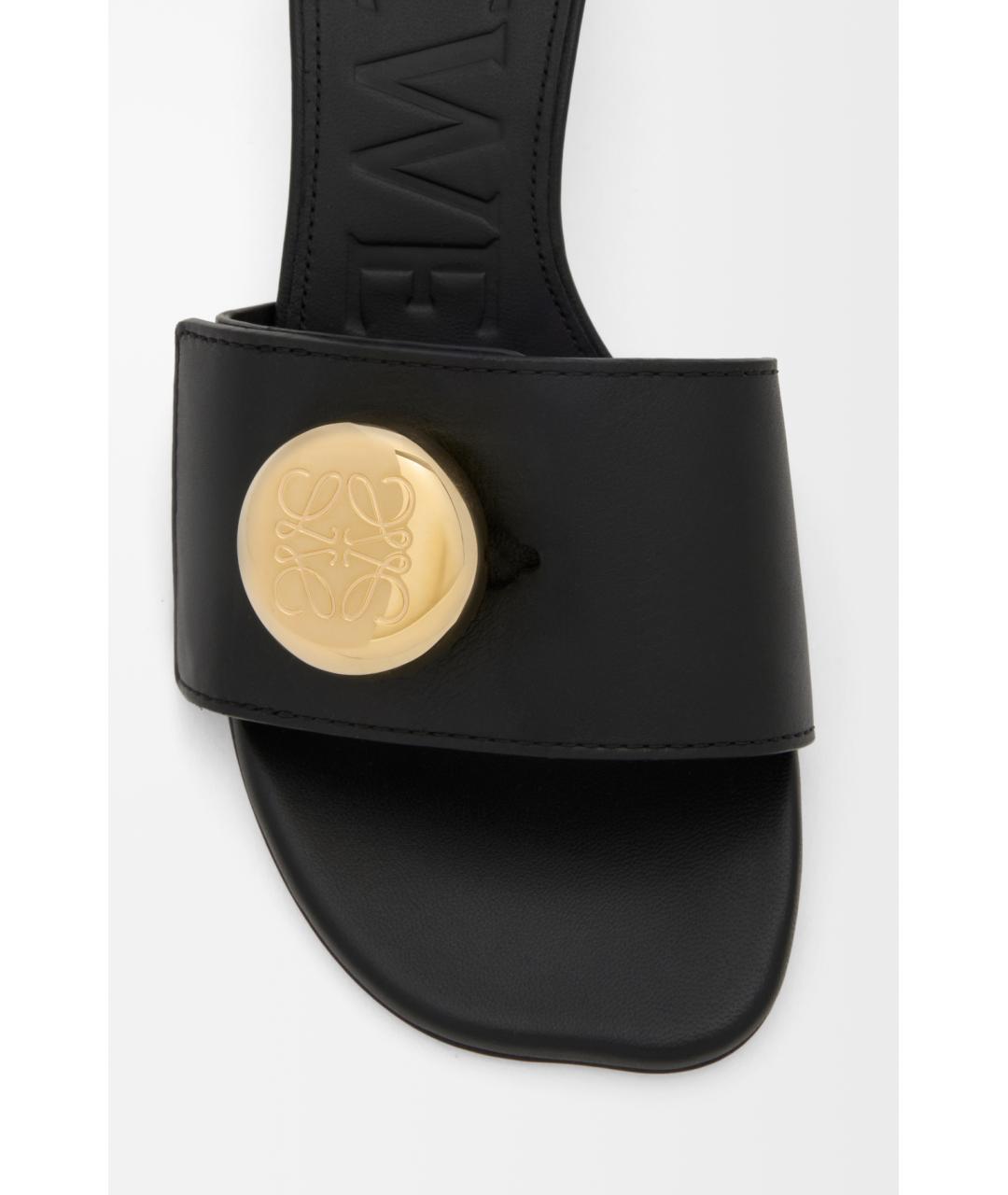 LOEWE Черные кожаные мюли, фото 5