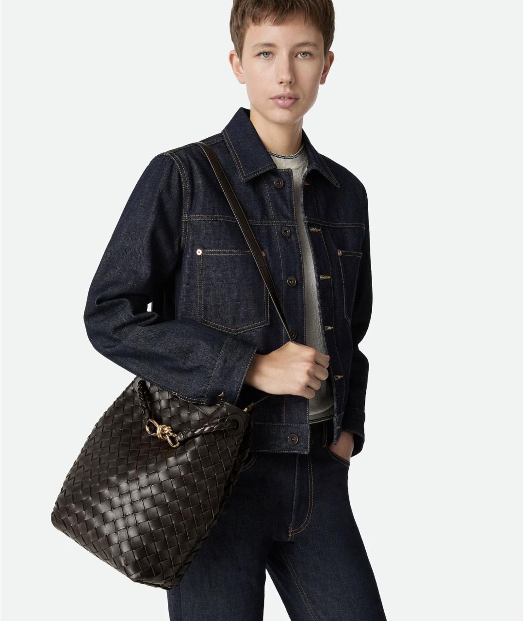 BOTTEGA VENETA Коричневая кожаная сумка через плечо, фото 6