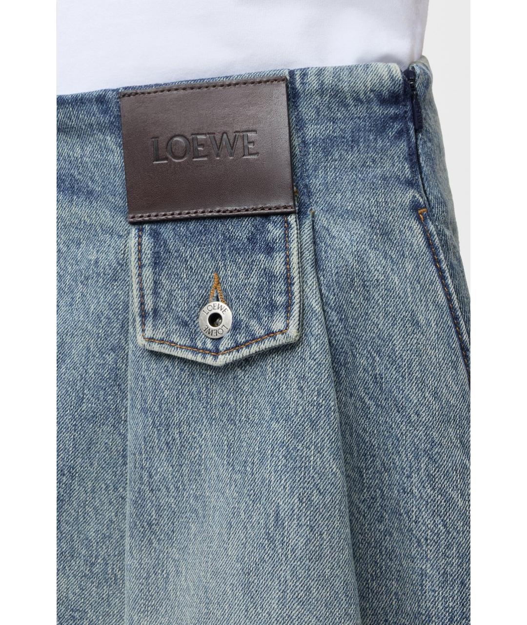 LOEWE Голубая деним юбка мини, фото 5