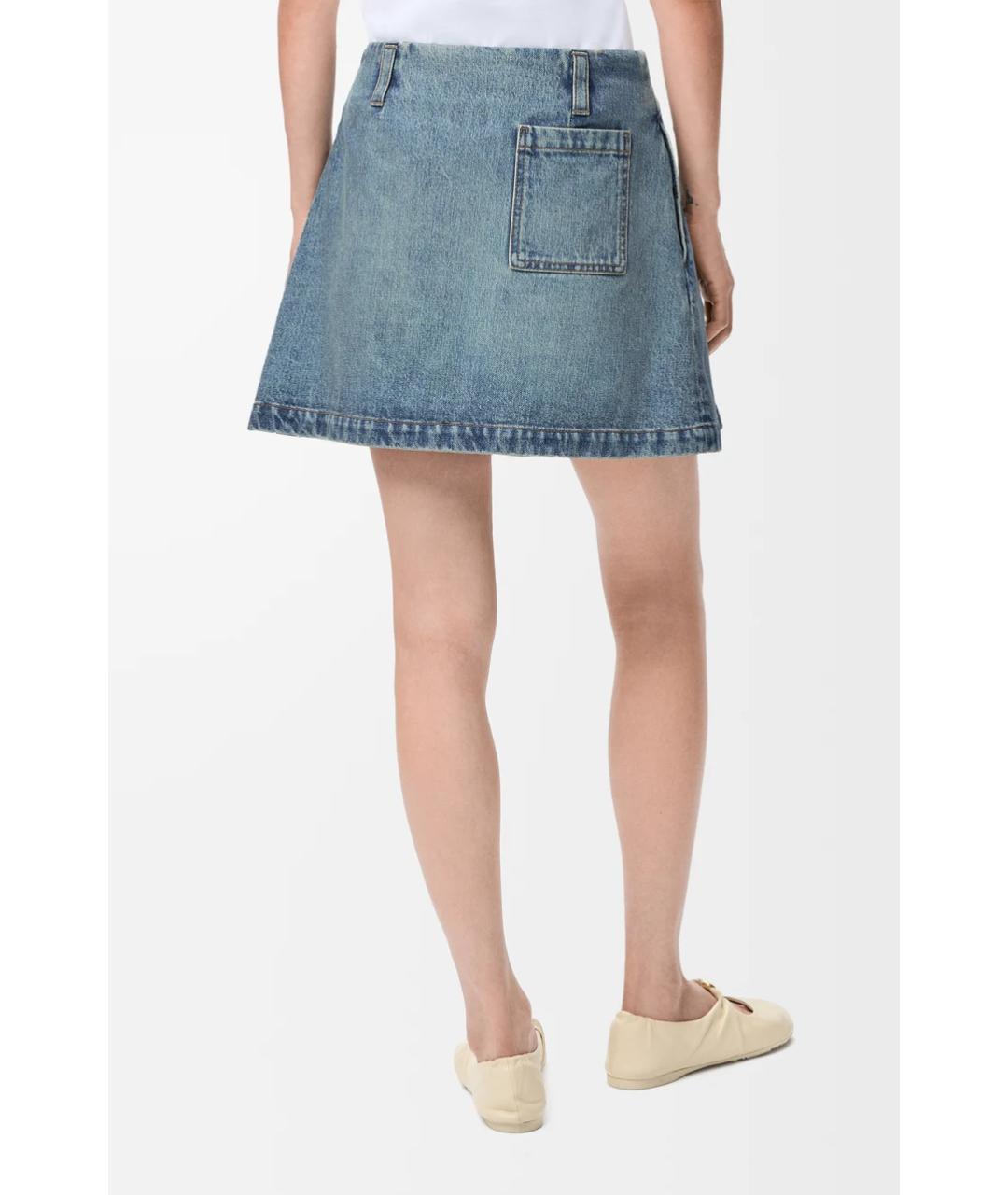 LOEWE Голубая деним юбка мини, фото 4