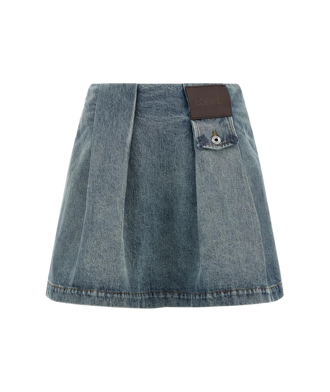 LOEWE Голубая деним юбка мини, фото 1