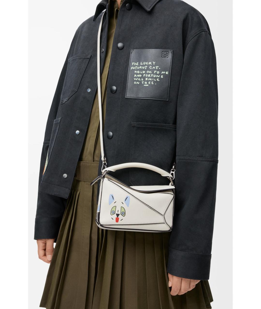 LOEWE Белая кожаная сумка через плечо, фото 3