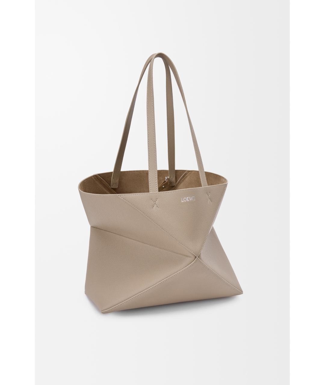 LOEWE Бежевая кожаная сумка тоут, фото 3