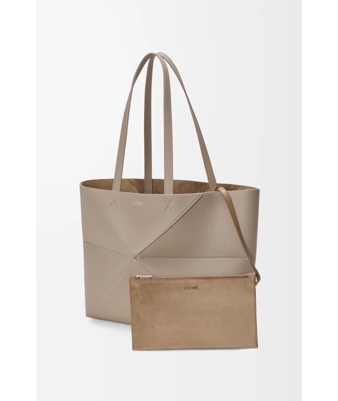 LOEWE Бежевая кожаная сумка тоут, фото 5