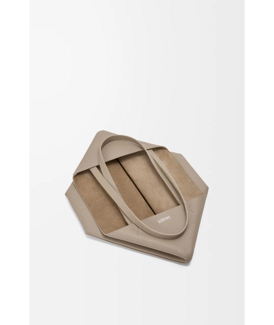 LOEWE Бежевая кожаная сумка тоут, фото 4