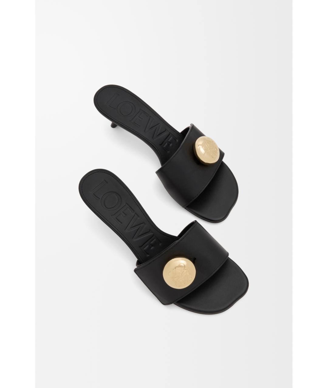 LOEWE Черные кожаные мюли, фото 4