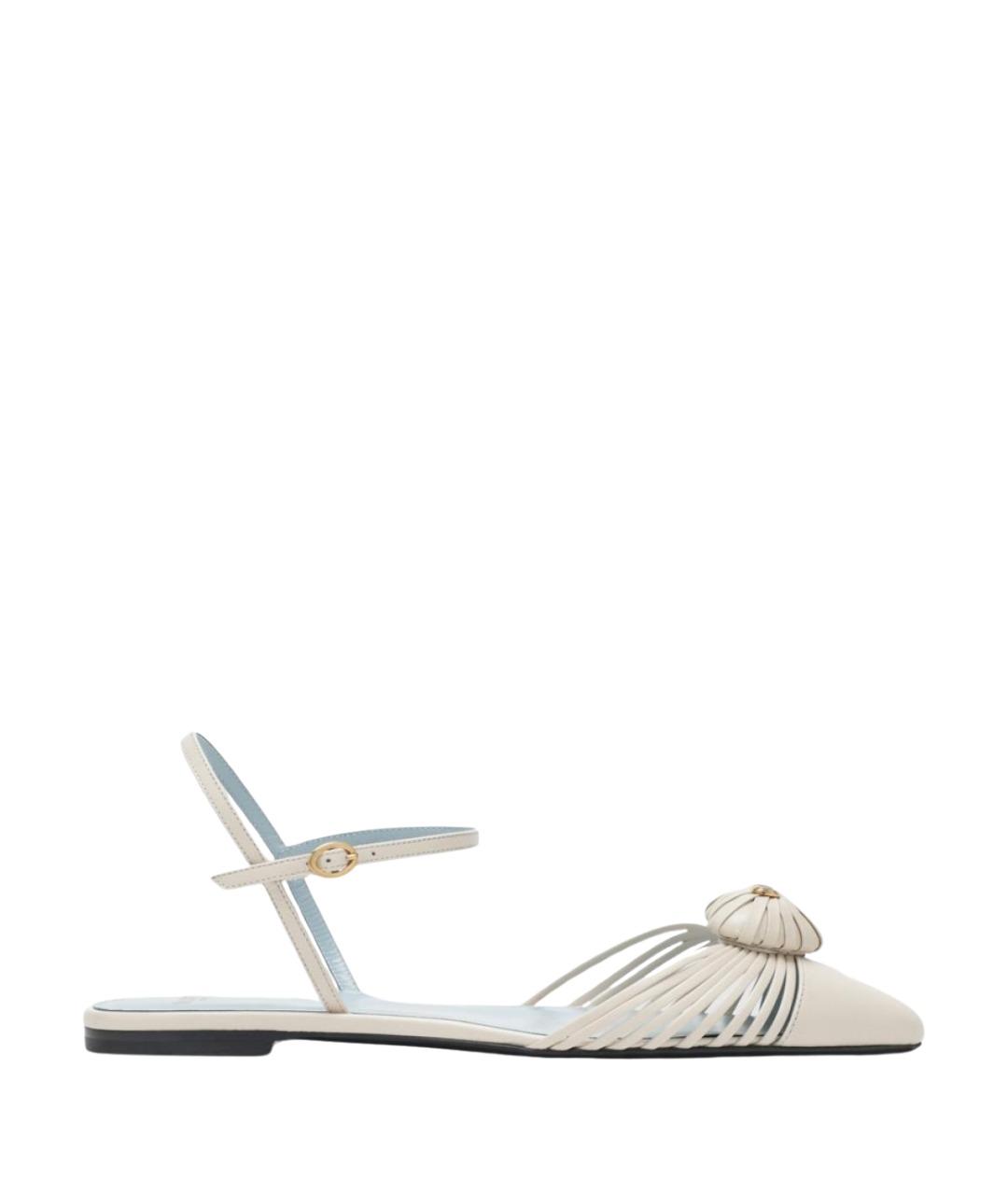 VALENTINO Белые кожаные балетки, фото 1