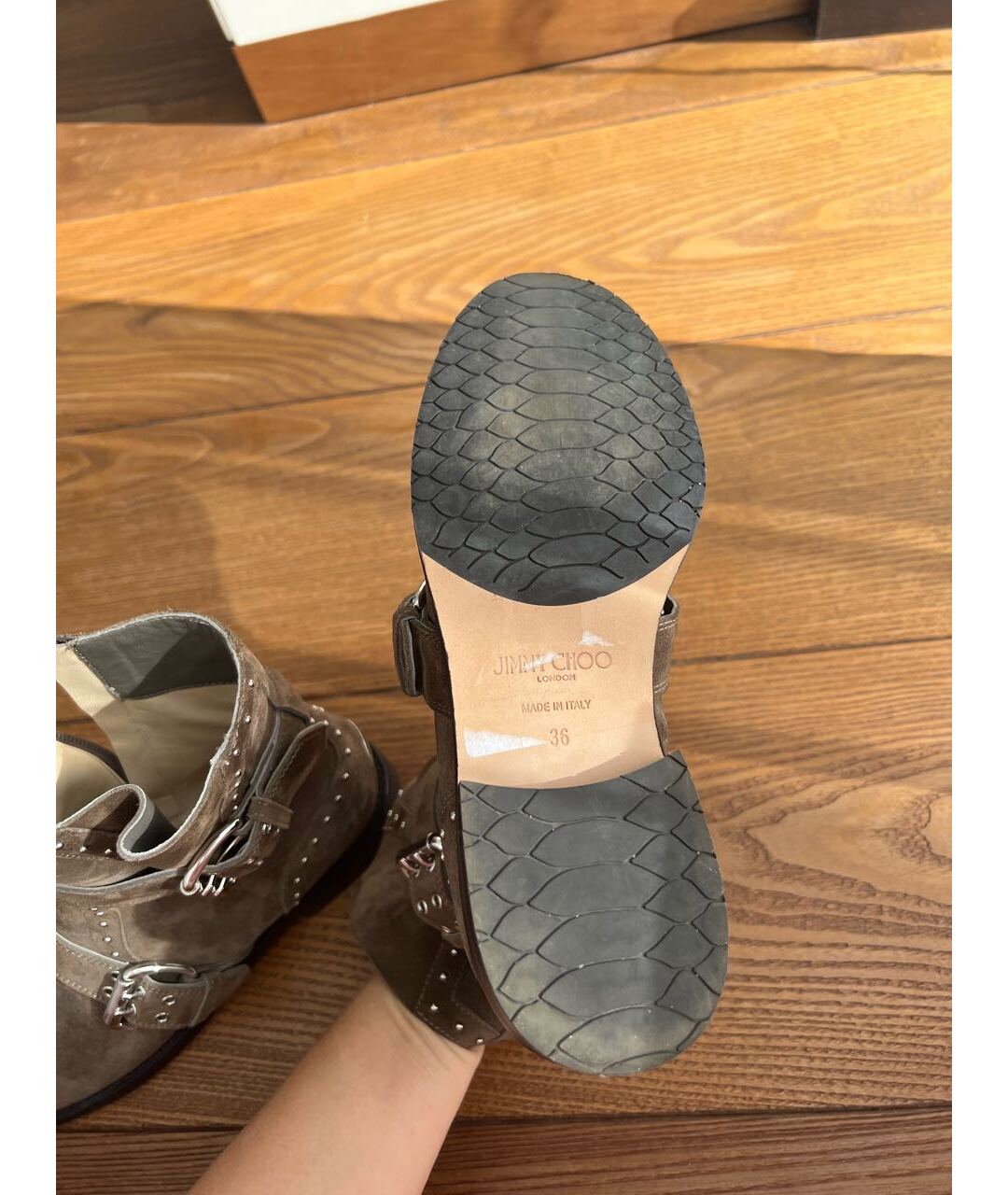 JIMMY CHOO Коричневые замшевые сапоги, фото 4