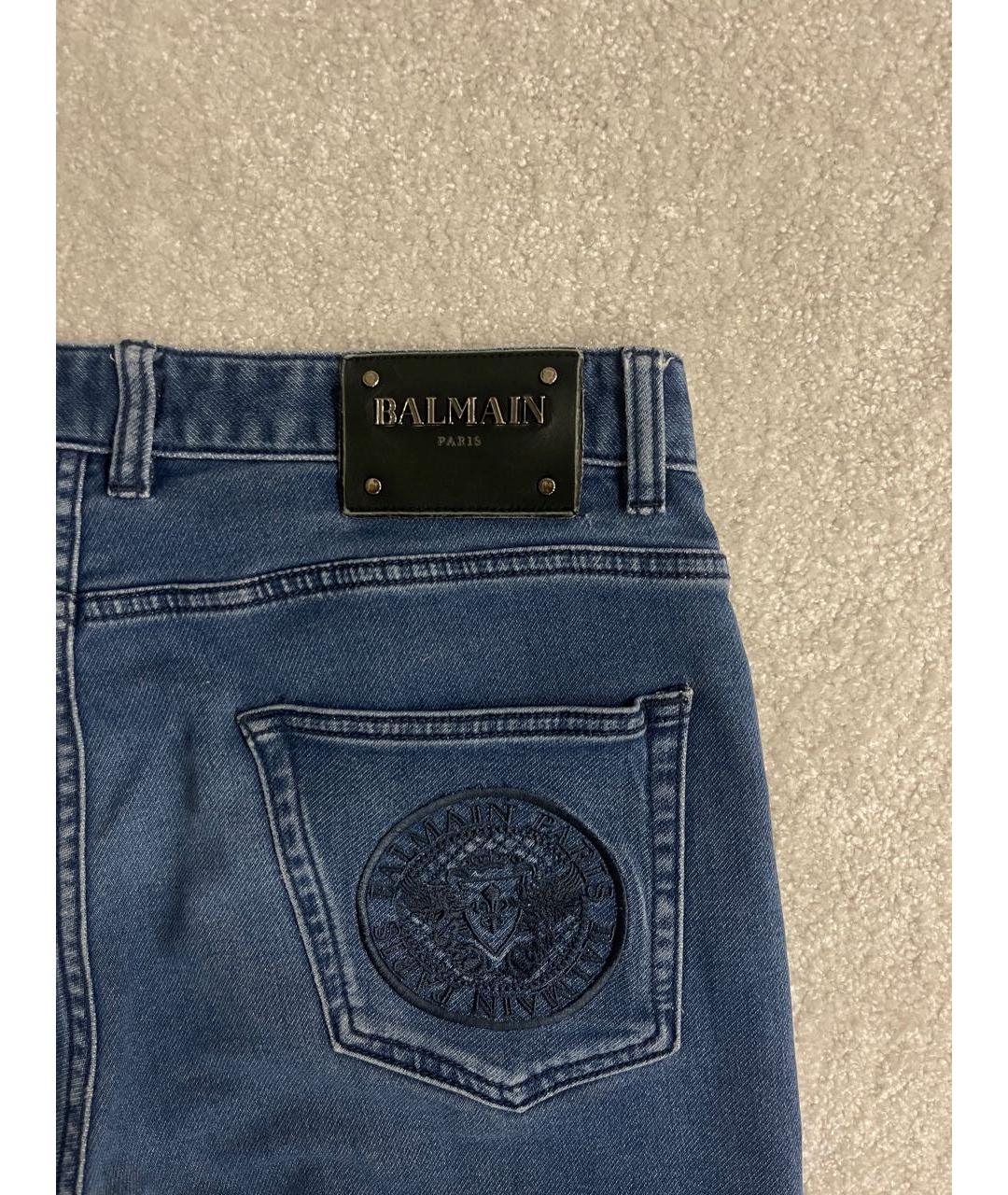 BALMAIN Синие хлопковые прямые джинсы, фото 4