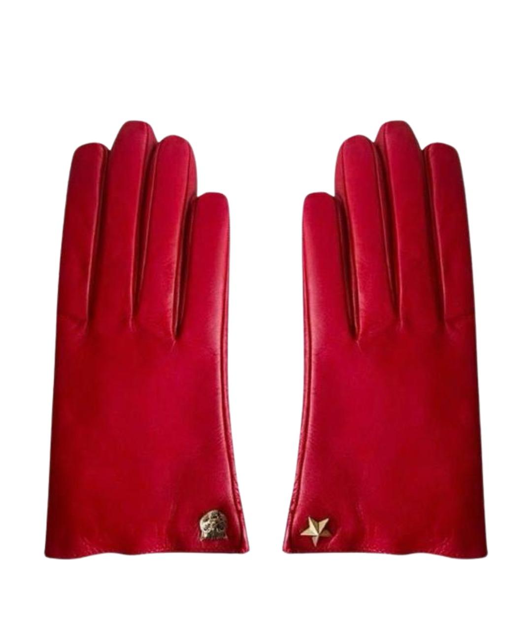 GUCCI Красные кожаные перчатки, фото 1