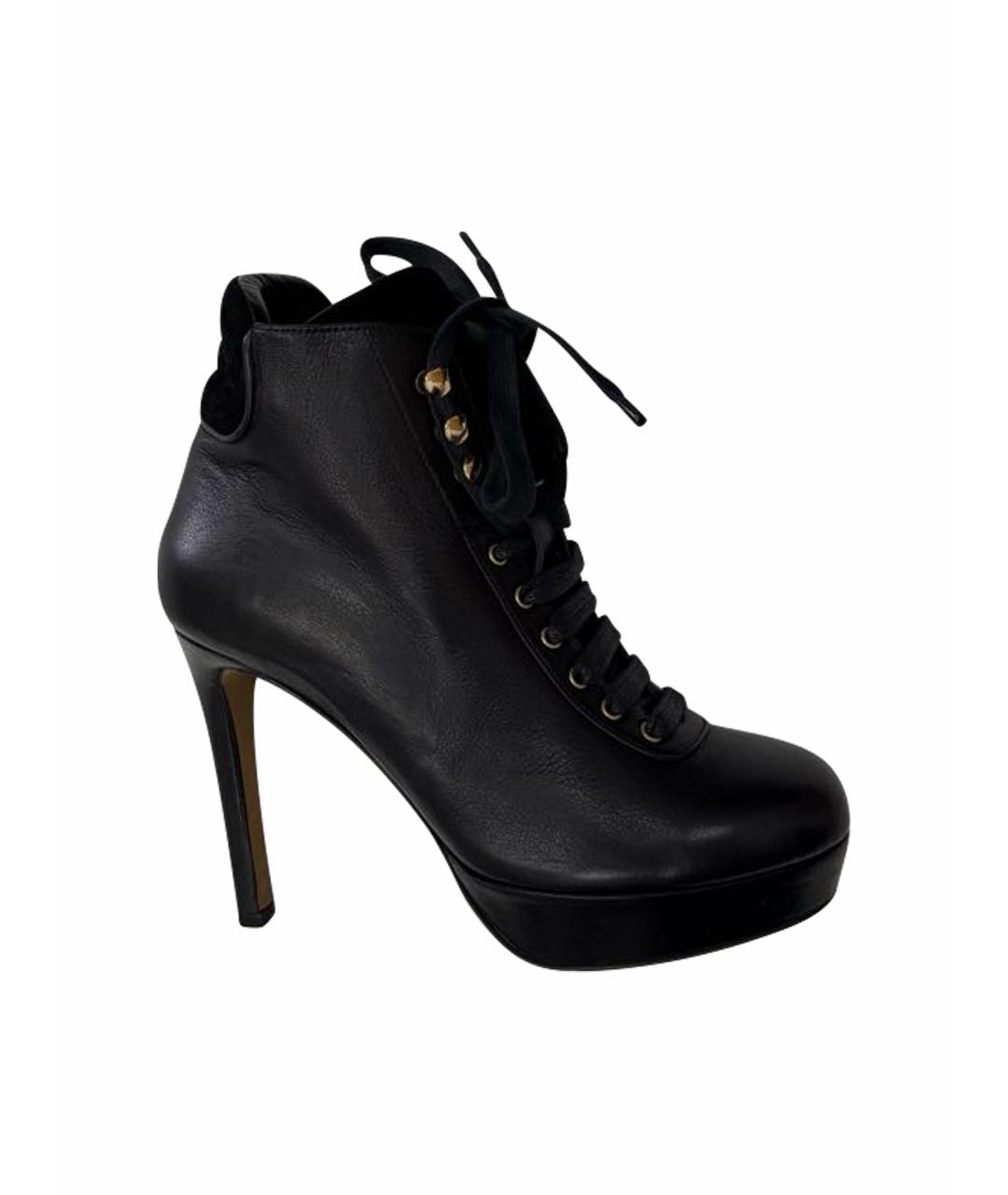 MOSCHINO Черные кожаные ботинки, фото 1