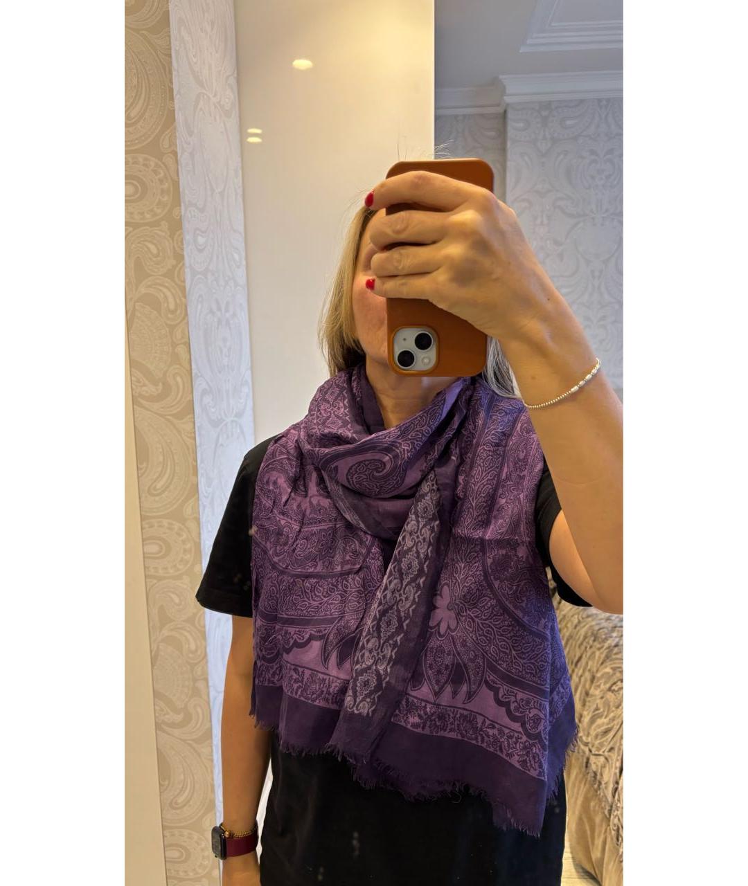 ETRO Фиолетовый кашемировый шарф, фото 4