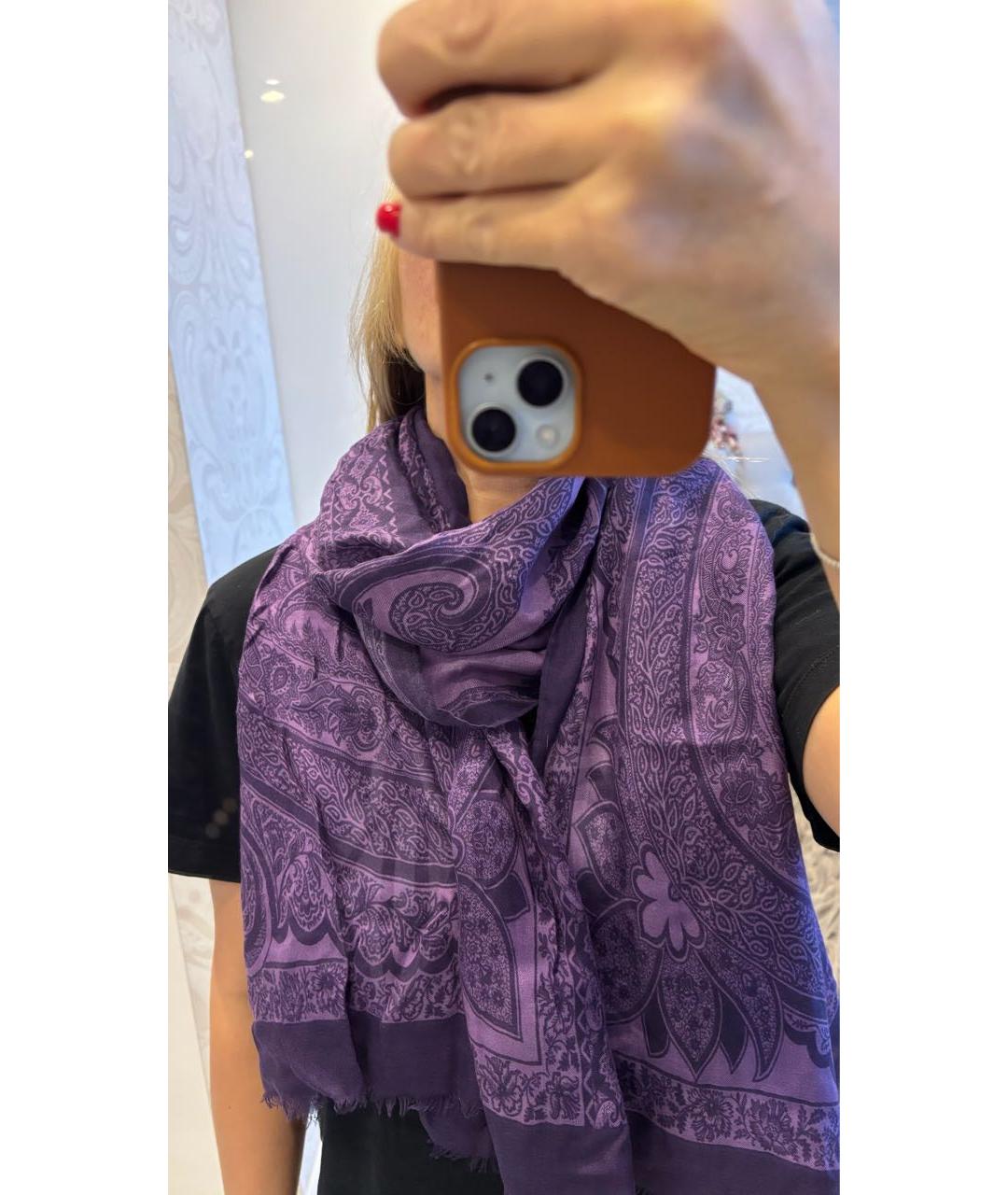 ETRO Фиолетовый кашемировый шарф, фото 5