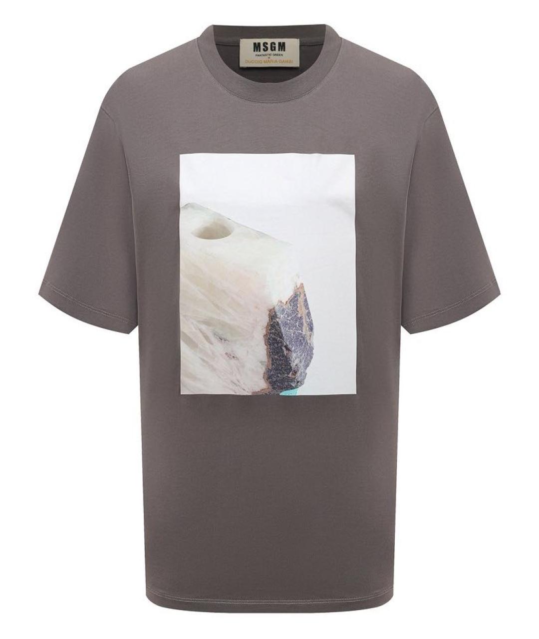 MSGM Серая хлопковая футболка, фото 1