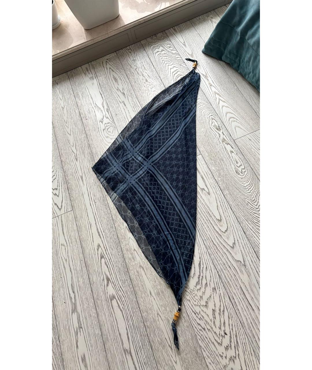 GUCCI Синий хлопковый платок, фото 7