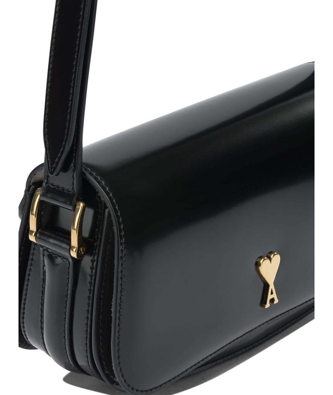 Ami Paris Черная кожаная сумка через плечо, фото 4