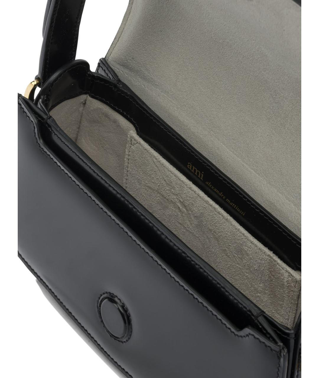 Ami Paris Черная кожаная сумка через плечо, фото 5