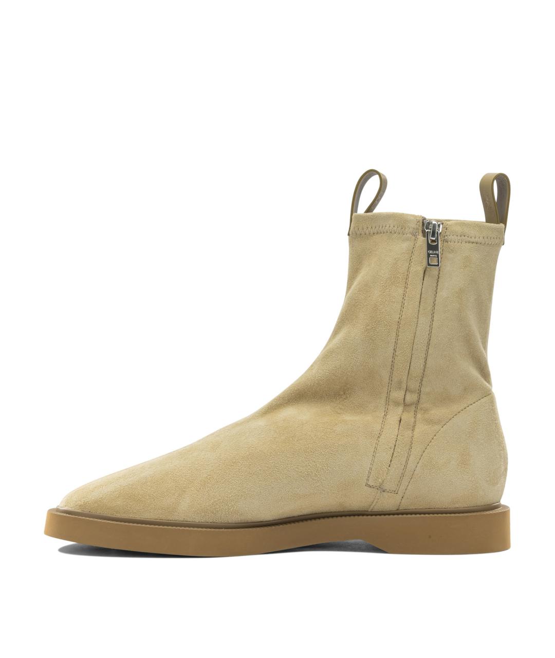 CELINE Бежевые замшевые высокие ботинки, фото 3