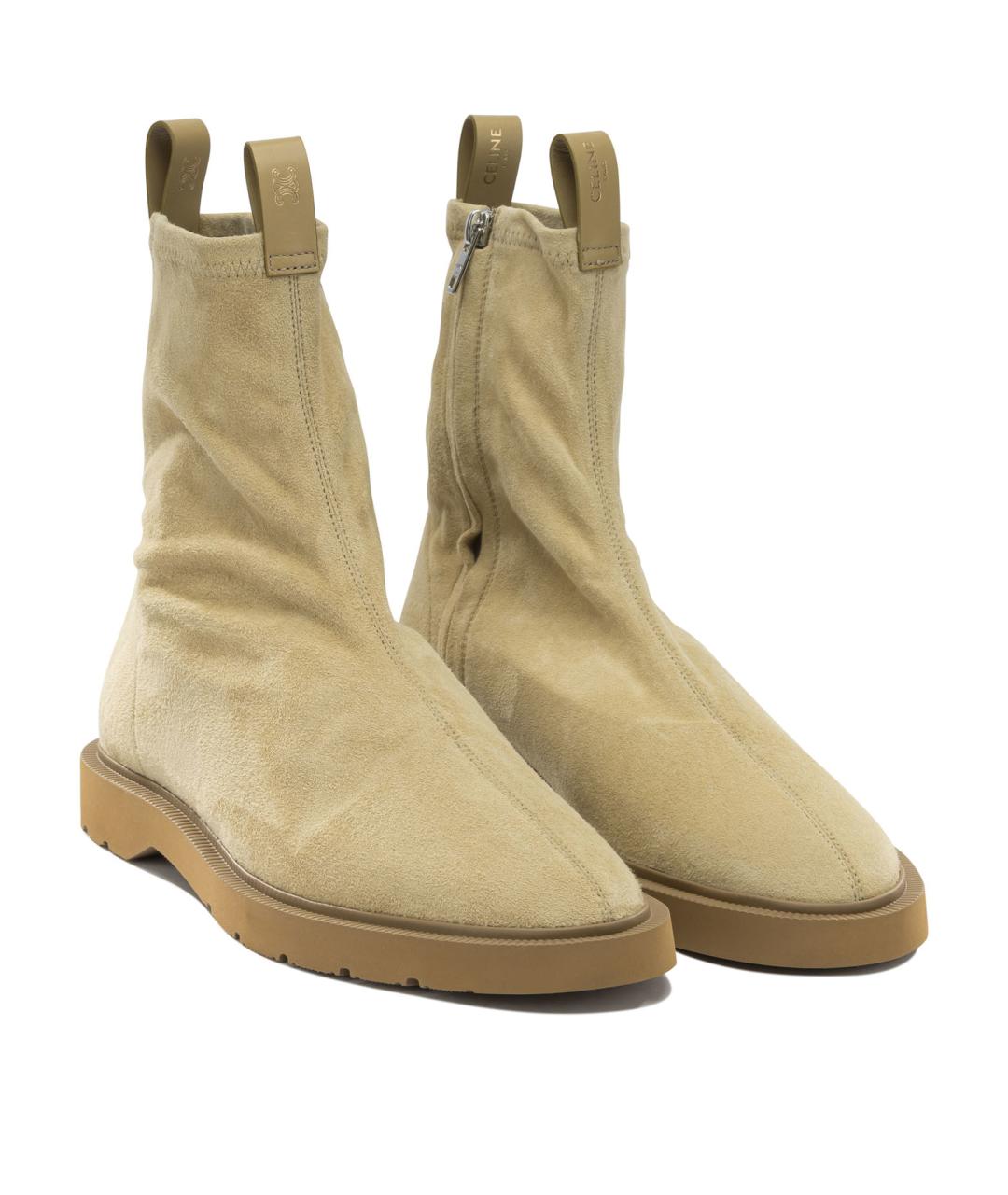 CELINE Бежевые замшевые высокие ботинки, фото 2