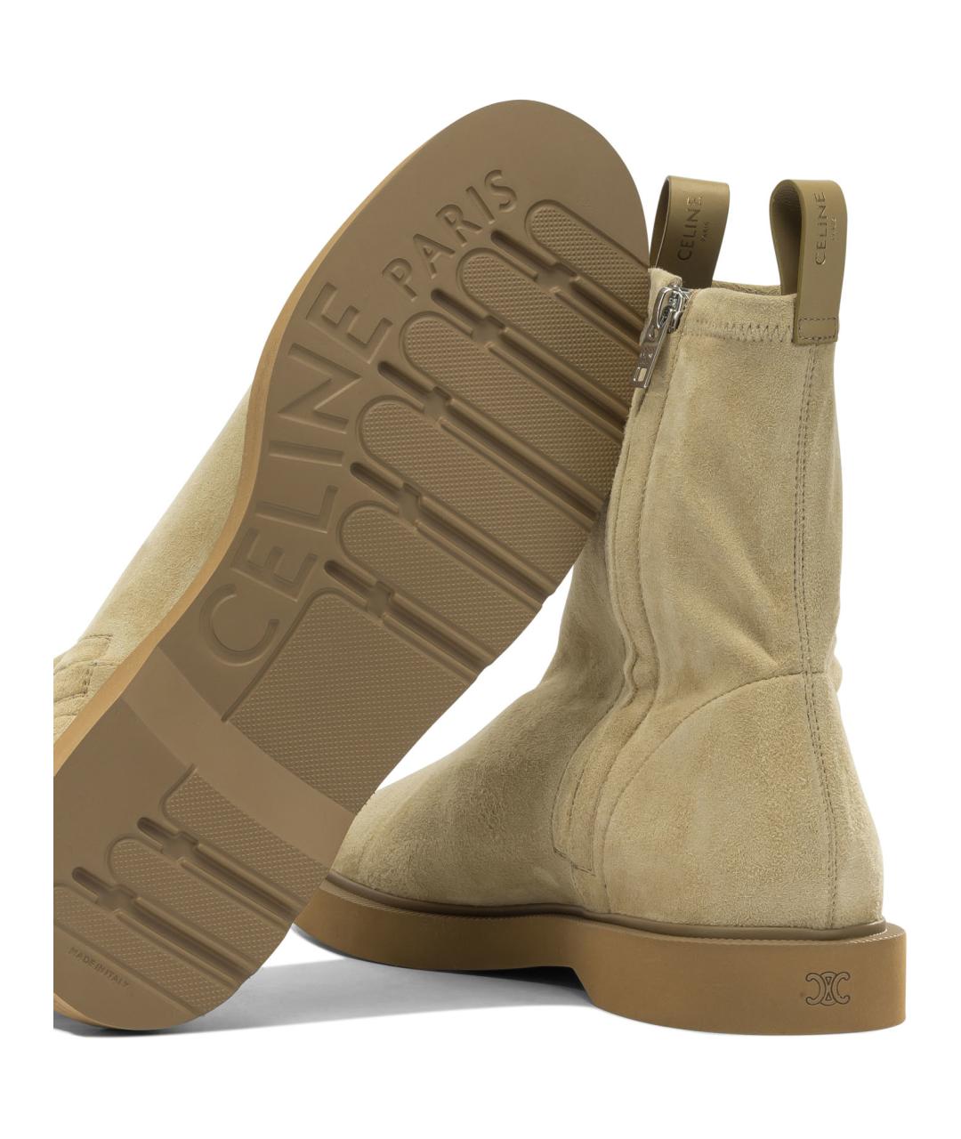 CELINE Бежевые замшевые высокие ботинки, фото 5