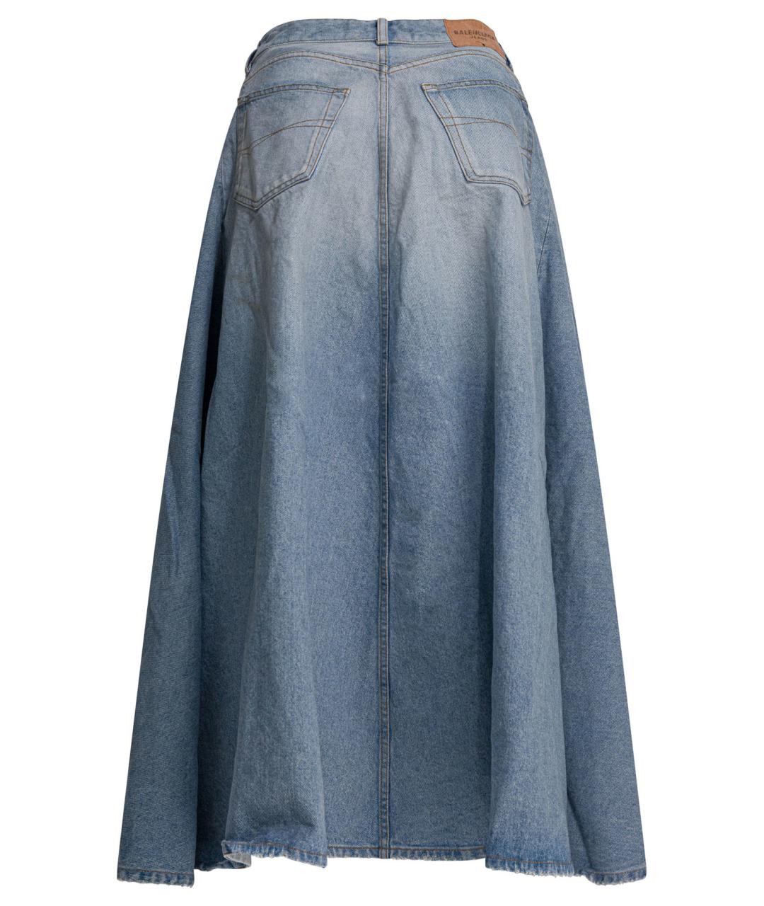 BALENCIAGA Голубая хлопковая юбка миди, фото 2