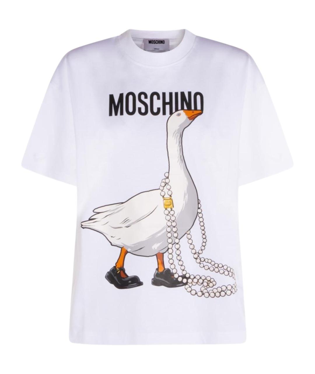 MOSCHINO Белая хлопковая футболка, фото 1