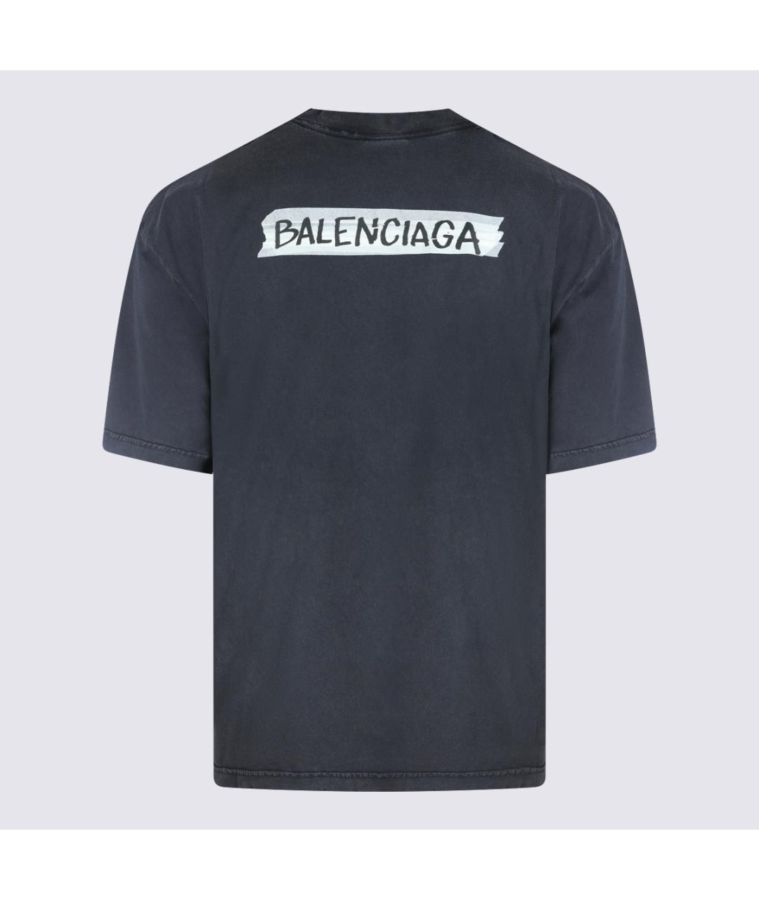 BALENCIAGA Черная хлопковая футболка, фото 2