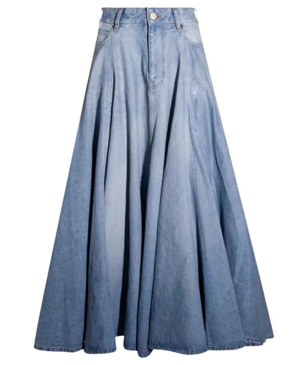 BALENCIAGA Синяя деним юбка миди, фото 1