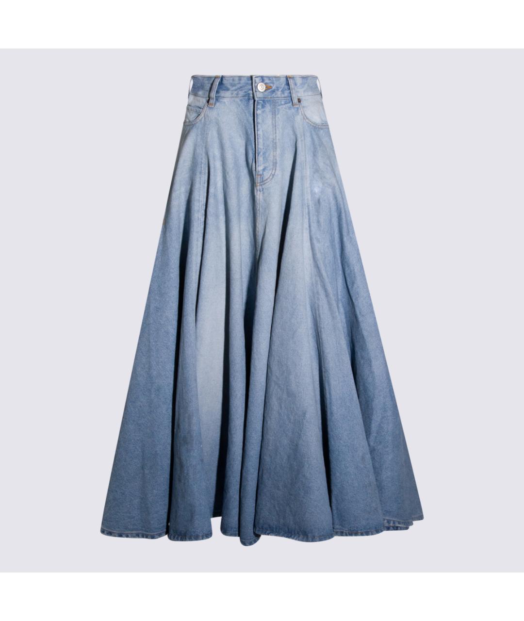 BALENCIAGA Синяя деним юбка миди, фото 5