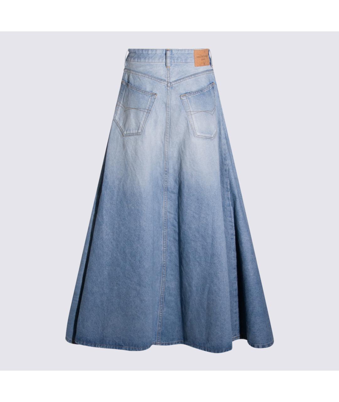 BALENCIAGA Синяя деним юбка миди, фото 2
