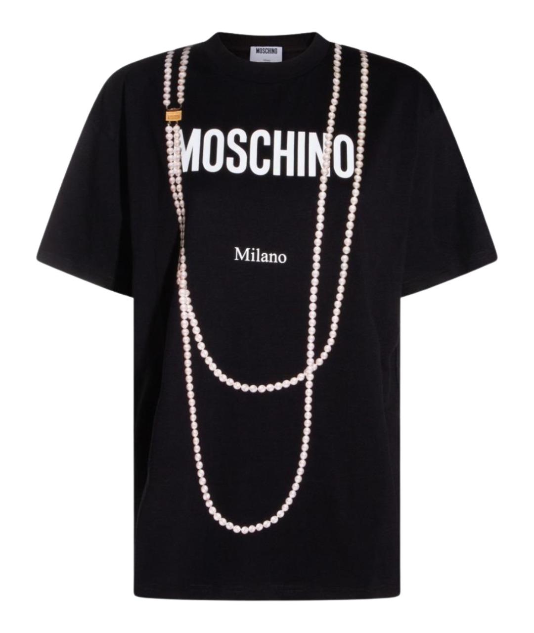 MOSCHINO Черная хлопковая футболка, фото 1