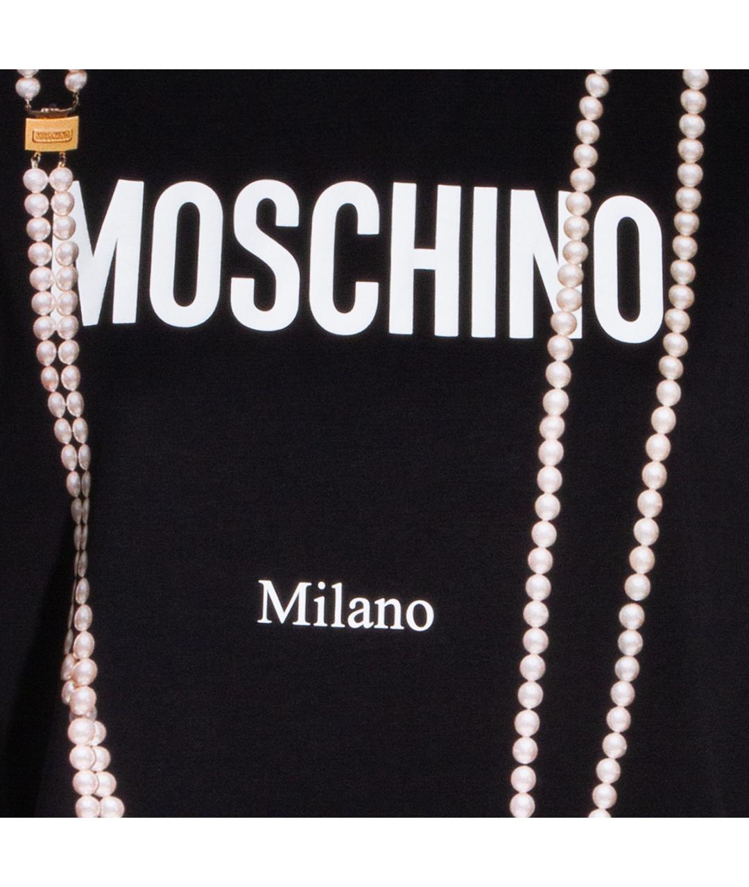 MOSCHINO Черная хлопковая футболка, фото 3