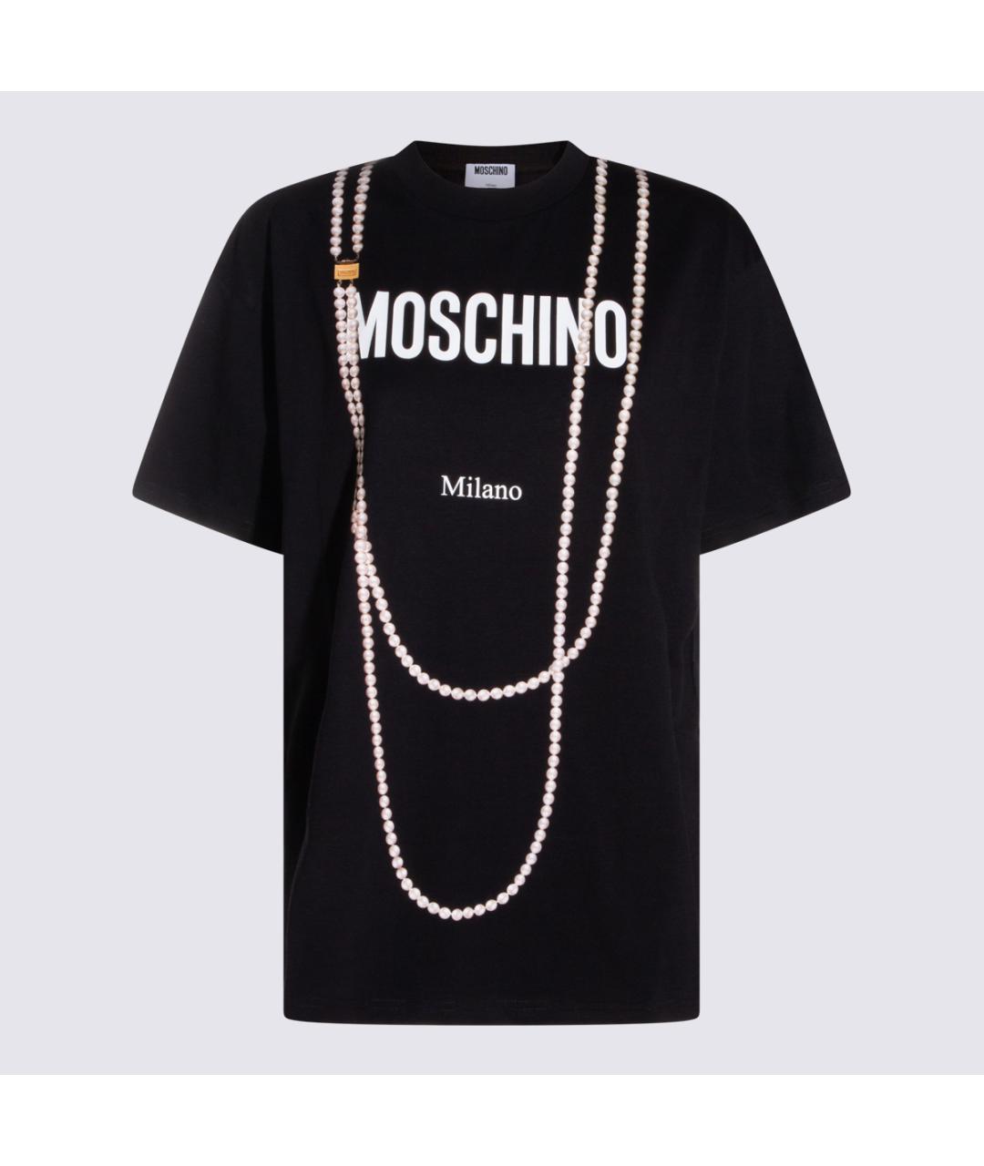MOSCHINO Черная хлопковая футболка, фото 4